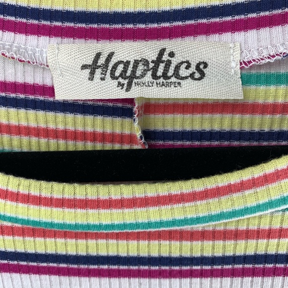 2x-3x Stripped Ribbed Haptics Brand Tee with lots of stretch Plus Size Top - Picture 4 of 5